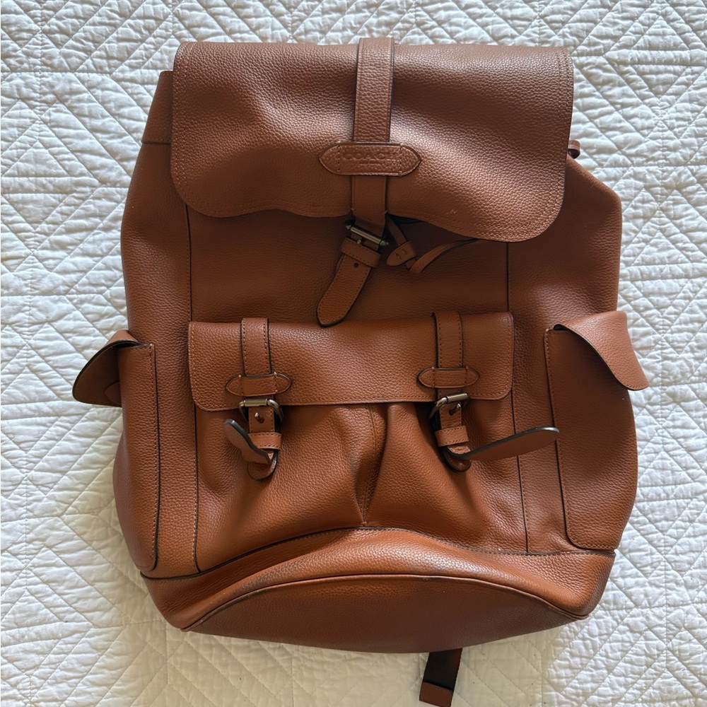 Coach Brown Leather Backpack with Adjustable Straps